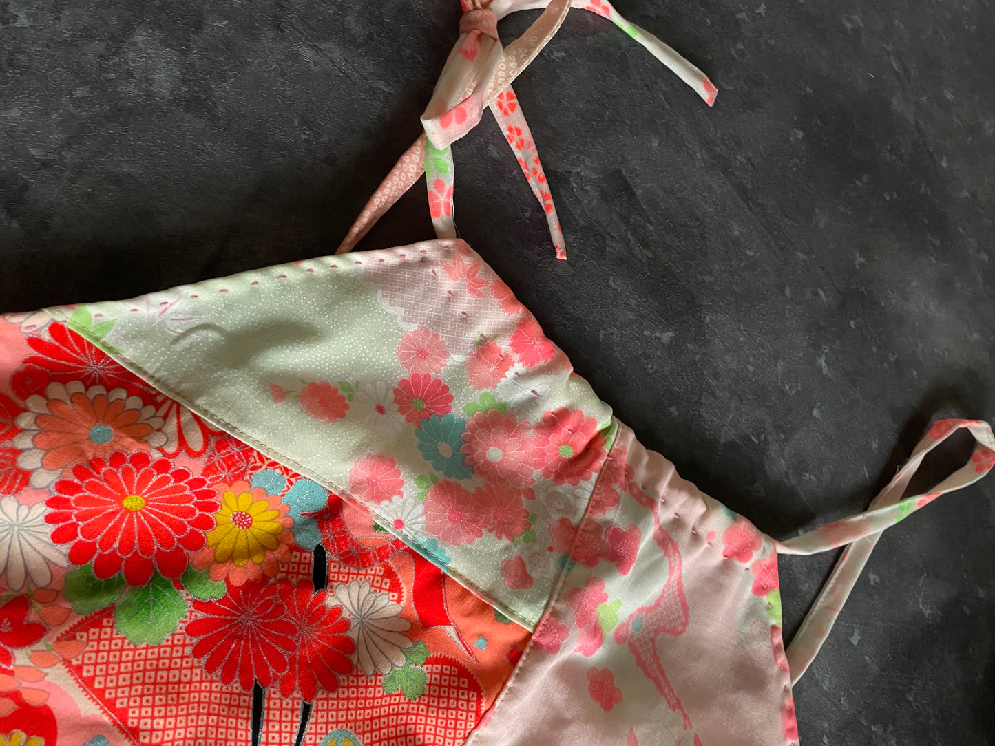 Kimono remake overalls with gorgeous flower and Japanese patterns 女の子着物サロペットパンツ